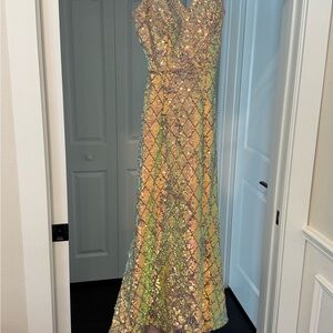 Camille La Vie Gold Sequin Maxi Gown for Weddings